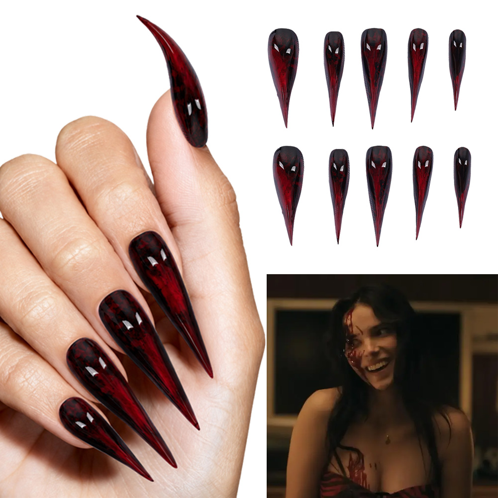 Cosplay Prop Painting - Накладные ногти Nikki Cosplay красного цвета,